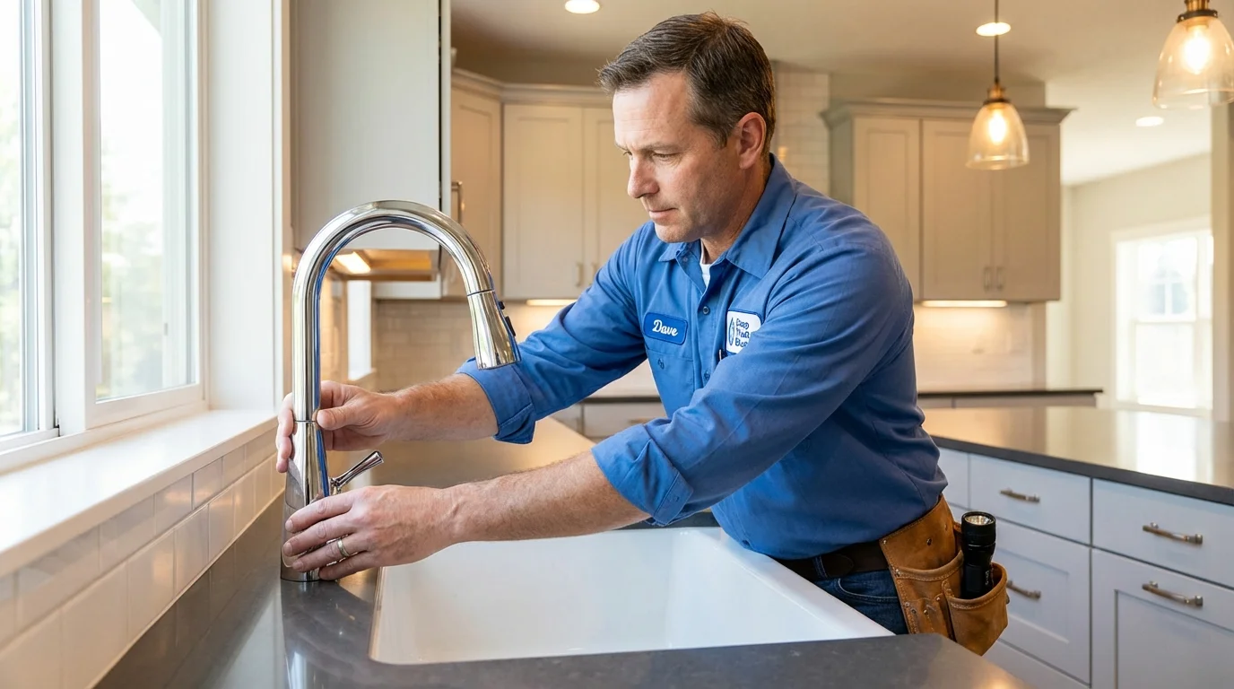 Kitchen faucet installation by Johns Plumbing LLC in Sherborn